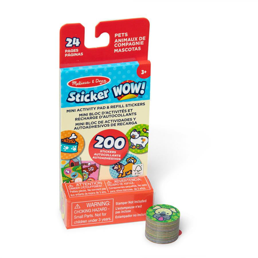 Набір для творчості Melissa &amp; Doug Sticker WOW Улюбленці, від 3 років (міні блокнот, 24 ст + запасні наліпки для штампу, 200 шт) (SM93208/6075135)